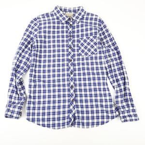 Blue Mountain Womens Medium Gingham Plaid Button Up Flannel Shirt Blue